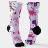 Dinosaurier, Cute Dinosaurier, Sterne, Raumschiff Socken (Gewinkelt)