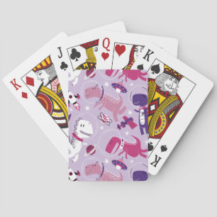 Dinosaurier, Cute Dinosaurier, Sterne, Raumschiff Spielkarten