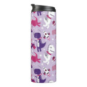 Dinosaurier, Cute Dinosaurier, Sterne, Raumschiff Thermosbecher (Nach rechts gedreht)