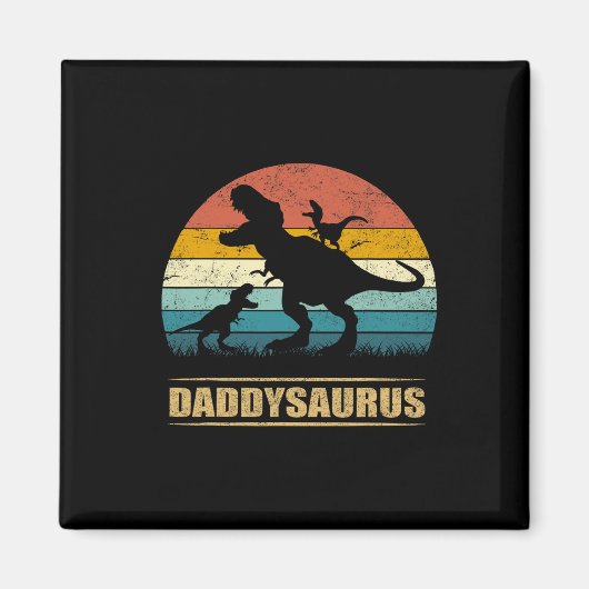 Dinosaurier Daddysaurus 2 Two Kids Funny Vatertag Magnet (Vorne)