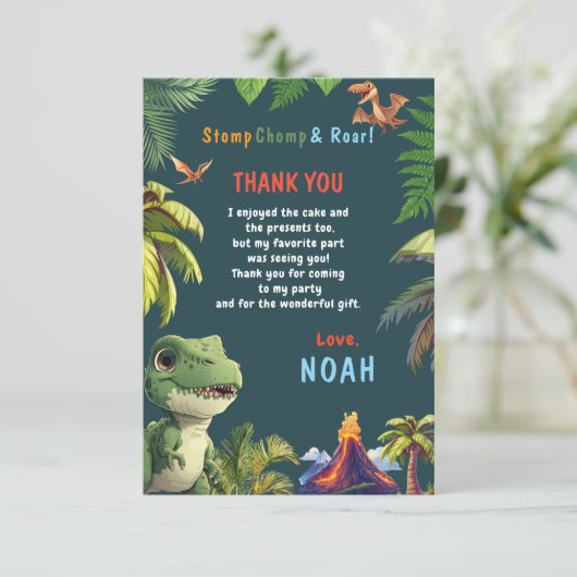 Dinosaurier Dankeskarte (Stehend Vorderseite)