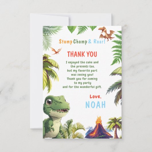Dinosaurier Dankeskarte (Vorderseite)