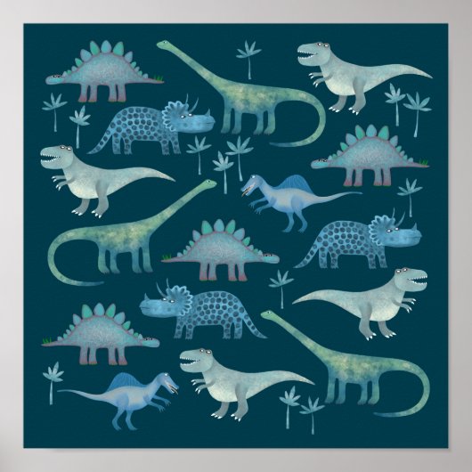 Dinosaurier Dark Green Poster (Vorne)