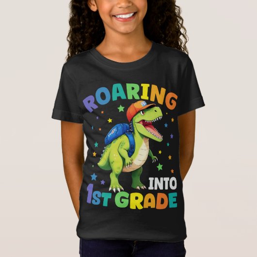 Dinosaurier der 1. Klasse, um zurück zur Schule zu T-Shirt (Vorderseite)