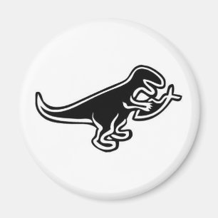 Dinosaurier, der Jesus-Fisch-Magneten isst Magnet