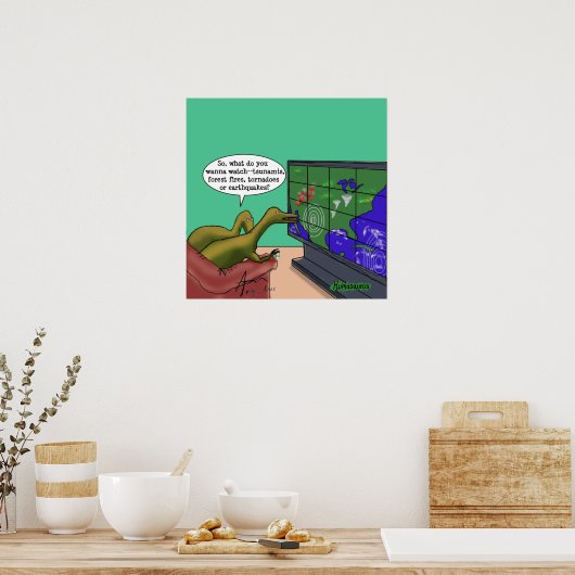 Dinosaurier des Klimawandels Poster (Küche)