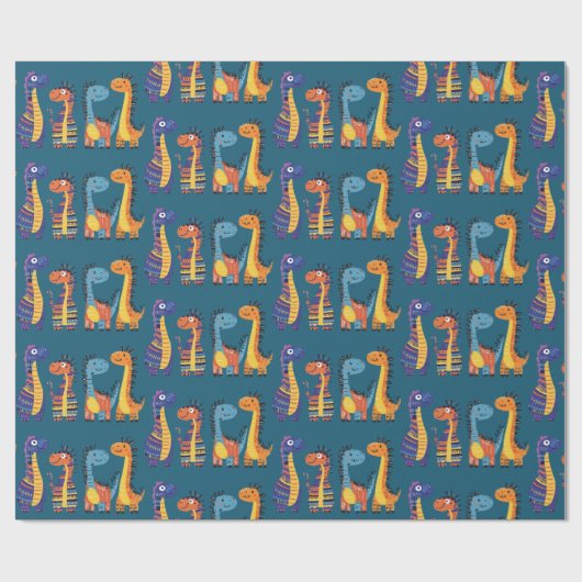 Dinosaurier Design Wrapping Paper Geschenkpapier (Flach)