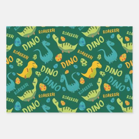 Dinosaurier Design Wrapping Paper Geschenkpapier Set (Vorderseite 2)