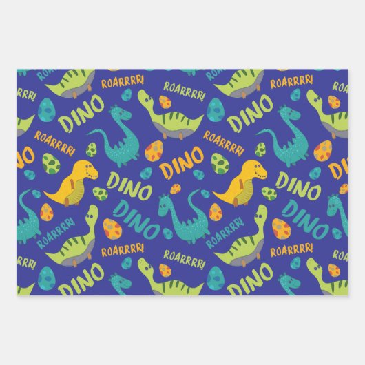 Dinosaurier Design Wrapping Paper Geschenkpapier Set (Vorderseite)