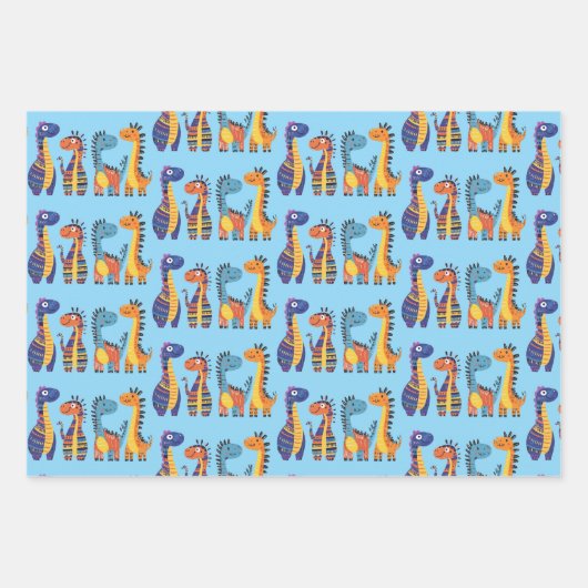 Dinosaurier Design Wrapping Paper Geschenkpapier Set (Vorderseite 2)