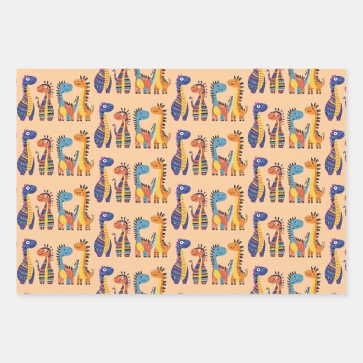 Dinosaurier Design Wrapping Paper Geschenkpapier Set (Vorderseite)