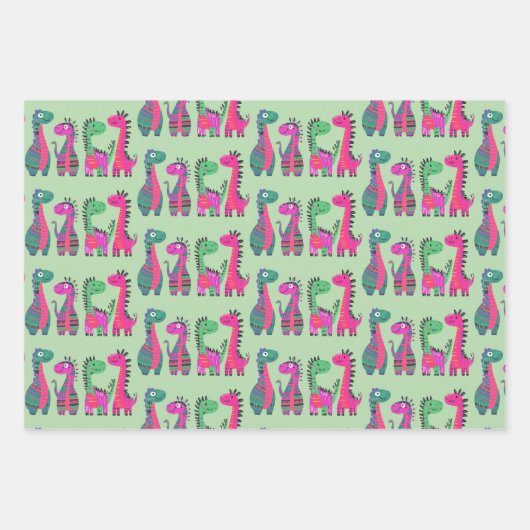 Dinosaurier Design Wrapping Paper Geschenkpapier Set (Vorderseite 3)