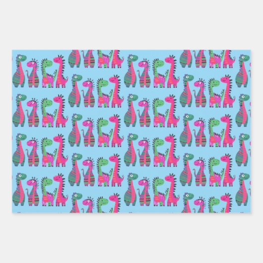Dinosaurier Design Wrapping Paper Geschenkpapier Set (Vorderseite 2)