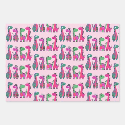 Dinosaurier Design Wrapping Paper Geschenkpapier Set (Vorderseite)