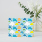 Dinosaurier Designs Blue Orange Yellow Red Dinosau Postkarte (Stehend Vorderseite)