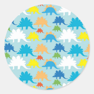 Dinosaurier Designs Blue Orange Yellow Red Dinosau Runder Aufkleber