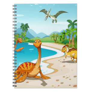 Dinosaurier, die auf dem Strand leben Notizblock
