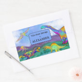 Dinosaurier Dieses Buch gehört zum Namen der Kinde Rechteckiger Aufkleber (Umschlag)