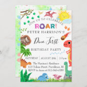 Dinosaurier Dino 1. Geburtstags-Party Einladung (Vorne/Hinten)