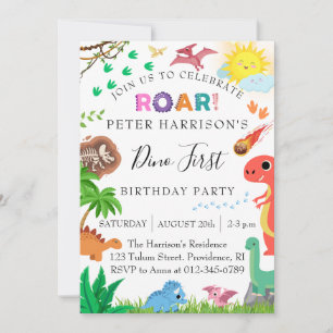 Dinosaurier Dino 1. Geburtstags-Party Einladung