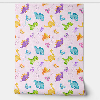 Dinosaurier Dino Butterfly Pink Baby Girl Tapete