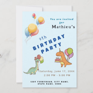 Dinosaurier Dino Party Kindergeburtstag blau lusti Einladung