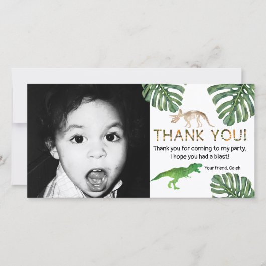 Dinosaurier! Dinosaur Birthday Party Danke (Vorderseite)