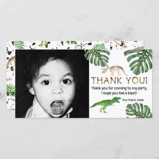 Dinosaurier! Dinosaur Birthday Party Danke (Vorne/Hinten)