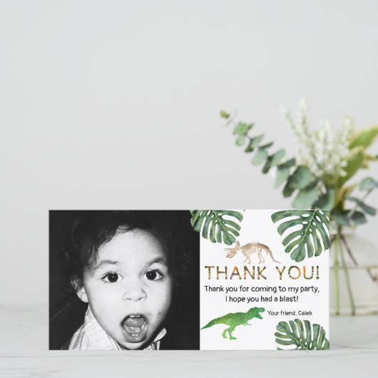 Dinosaurier! Dinosaur Birthday Party Danke (Stehend Vorderseite)
