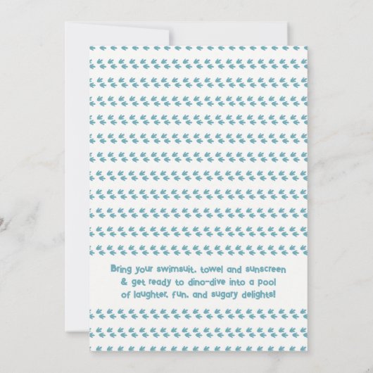 Dinosaurier Donut Pool Party Einladung (Rückseite)