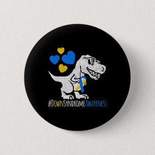 Dinosaurier-Down-Syndrom Bewusstsein Blau und Gelb Button