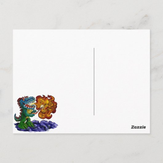 Dinosaurier Dragon Kochen Marshmallows mit Atem Postkarte (Rückseite)