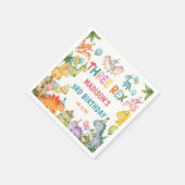Dinosaurier Drei Rex 3. Geburtstagsfeier  Serviette (Ecke)