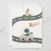 Dinosaurier Driver Party Animals Kindergeburtstag Einladung (Rückseite)