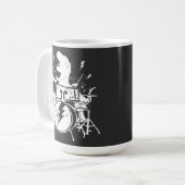 Dinosaurier Drums Music Playing T rex Kaffeemaschi Kaffeetasse (Vorderseite Links)