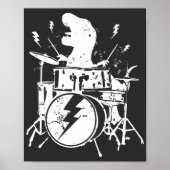 Dinosaurier Drums Music Playing T rex Poster (Vorne)