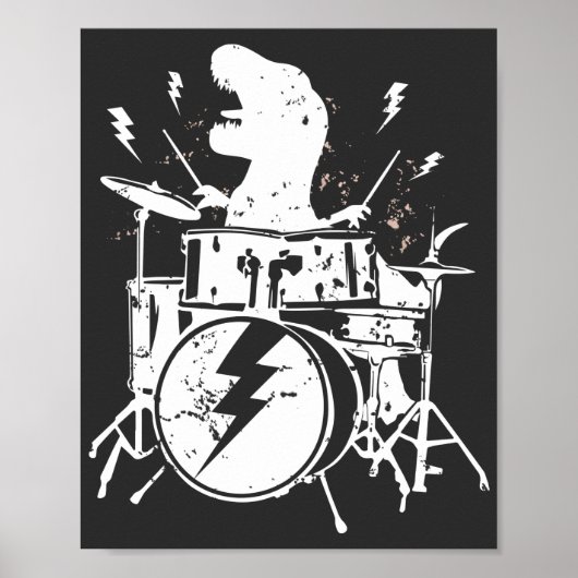 Dinosaurier Drums Music Playing T rex Poster (Vorne)