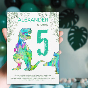 Dinosaurier Dschungel 5. Geburtstagseinladung Einladung