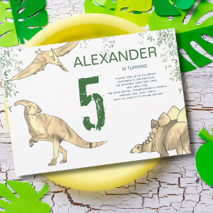 Dinosaurier Dschungel 5. Geburtstagsfeier Einladung