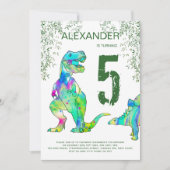 Dinosaurier Dschungel 5. Geburtstagsparty Einladun Einladung (Vorderseite)
