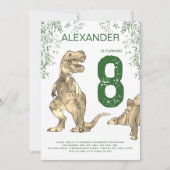 Dinosaurier-Dschungel Geburtstagsparty-Jungs Einladung (Vorderseite)