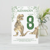 Dinosaurier-Dschungel Geburtstagsparty-Jungs Einladung (Stehend Vorderseite)