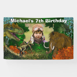 Dinosaurier-Dschungel T-rex-Wollmammut-Foto Banner