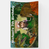 Dinosaurier-Dschungel T-rex-Wollmammut-Foto Banner (Vertikal)