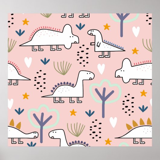 Dinosaurier-Dschungel: Vintage kinderreiche Illust Poster (Vorne)