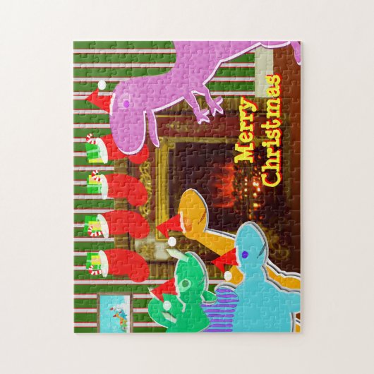 Dinosaurier durch das Kamin-frohe Puzzle (Vertikal)