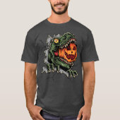 Dinosaurier Eating Jack-o'-lantern T-Shirt (Vorderseite)