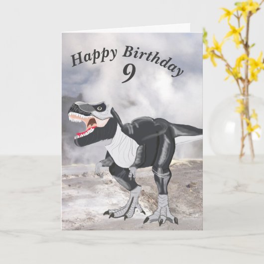 Dinosaurier Editable Card mit Alter Karte (Gelbe Blume)