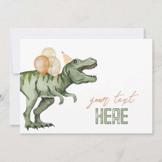 Dinosaurier Editable Sign Card Einladung (Vorderseite)