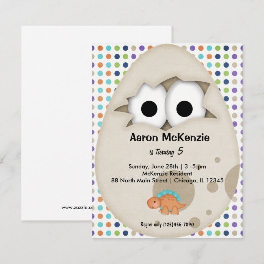 Dinosaurier Egg Einladung (Vorne/Hinten)